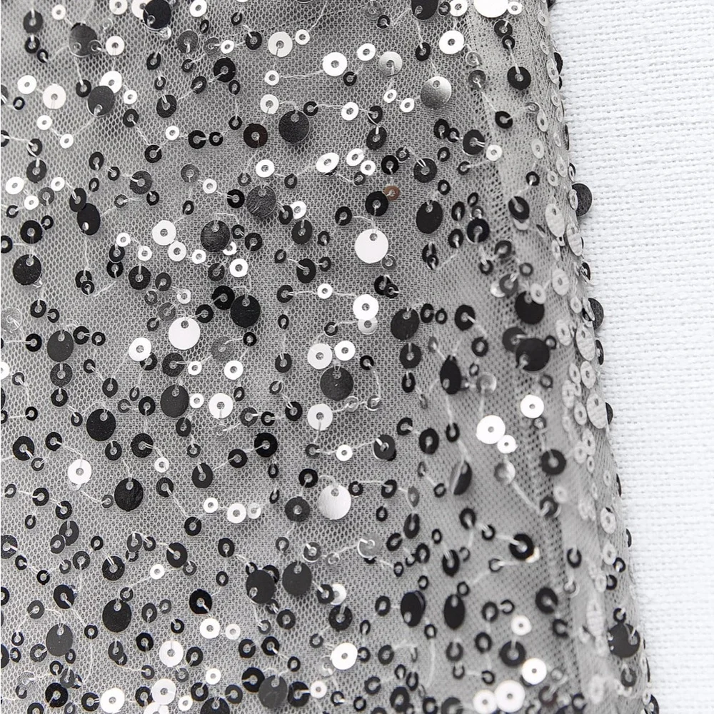 Zara limited edition sequin with fringe detail mini skirt - Picture 7 of 9